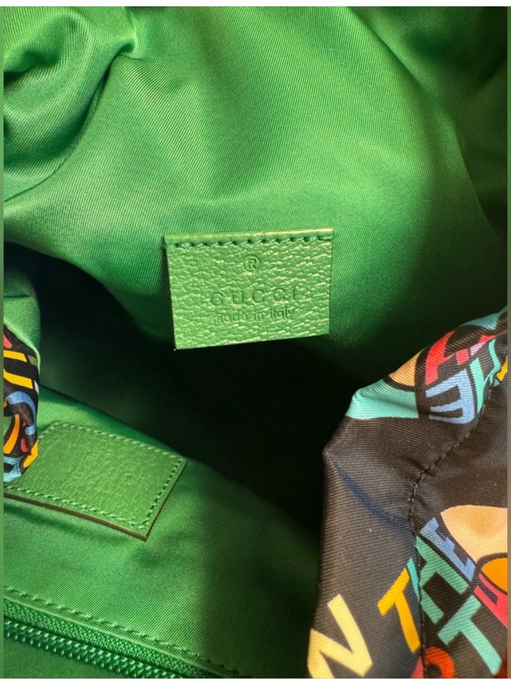 Gucci Multicolor Logo Print Backpack with Green Trim - Picture 11 of 16